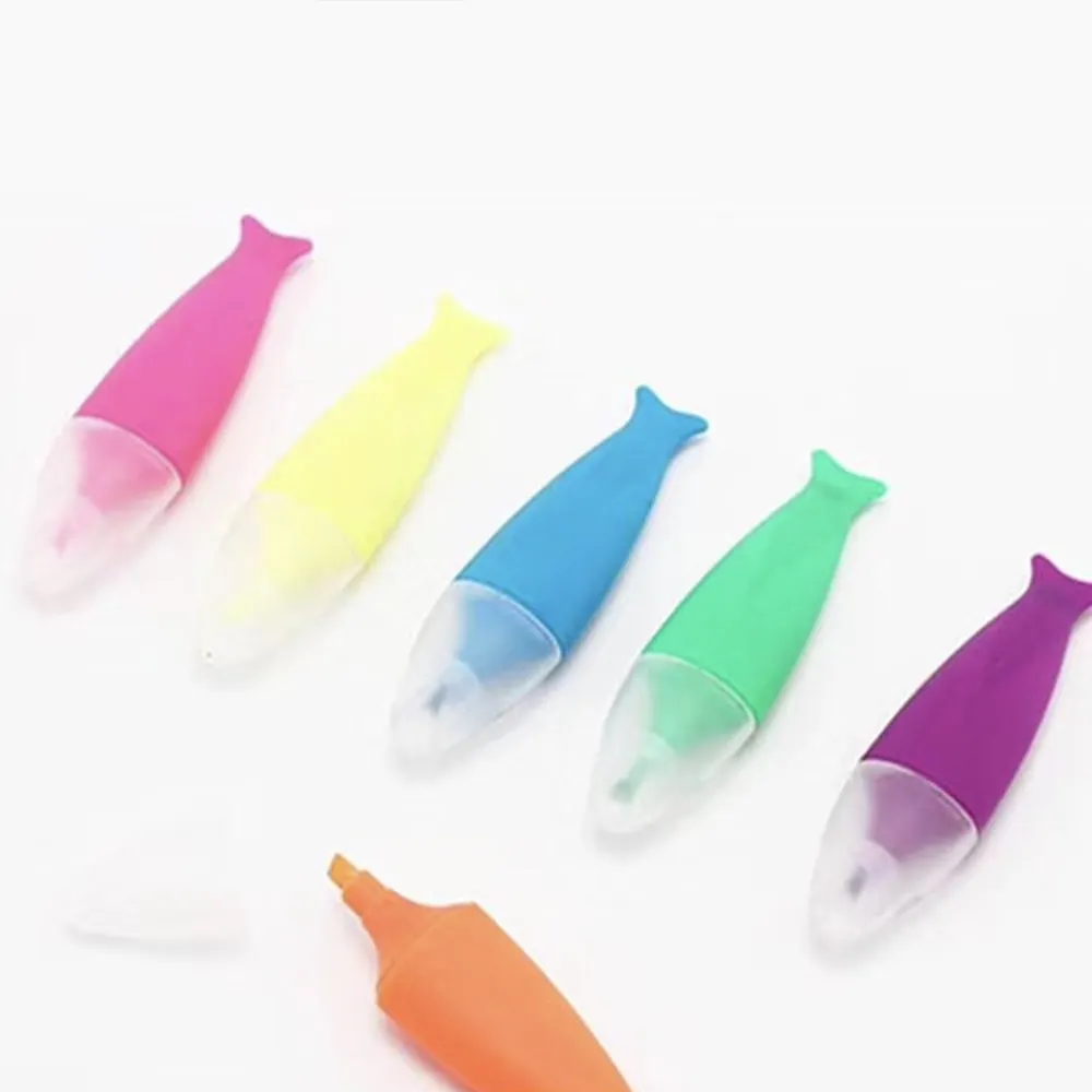 Hot Sale Multi Color Creative Shape Color Marker Pen Jelly Cute Fish Highlighter For School