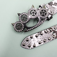 Ceinture en cuir style hip-hop rock pour femmes Y2K, jean léopard avec strass, ceinture pour hommes, design western en denim avec rivets