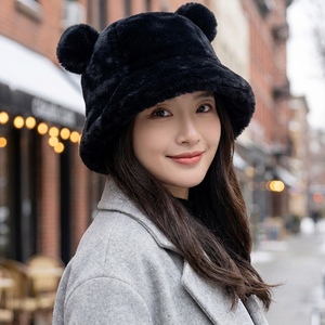 หมวกไหมพรมขนฟูนุ่มน่ารักสำหรับฤดูใบไม้ผลิและฤดูใบไม้ร่วง ผลิตตามสั่งขายส่ง วัสดุขนสัตว์และผ้าไหม เหมาะสำหรับกิจกรรมกลางแจ้ง ปั่นจักรยาน และใช้ในชีวิตประจำวัน - Product Image 5