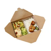 กล่องอาหารจานด่วนกระดาษคราฟท์,กล่องบรรจุภัณฑ์แบบใช้แล้วทิ้งหลายช่องกล่องอาหารกลางวันกลับบ้านสลัดขายส่งอาหารกลางวันแบบใช้แล้วทิ้ง