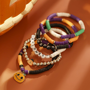 Party Charm Halloween Horror Party Bracelet Boo Trick Letter <b>Bead</b> Bracelet Crystal Adjustable Gift Jewelry Bracelet for Women - Product Image 3