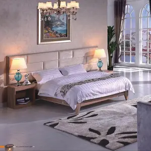 Quarto mestre madeira moderno elegante da mobília do hotel Cama dobro king size com nightstand