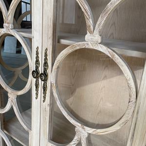 Antique Wash <b>White</b> 2 Door Bookcases <b>Display</b> Reclaimed Wood Caspian Single Storage Tall <b>Cabinet</b> - Product Image 5