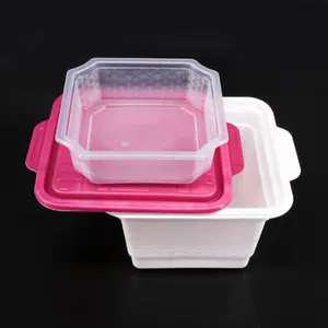 कस्टम माइक्रोवेव सुरक्षित कंटेनर स्व हीटिंग गर्म बर्तन भोजन बेटो बॉक्स उच्च तापमान पीपी प्लास्टिक वर्ग कंटेनर ढक्कन के साथ