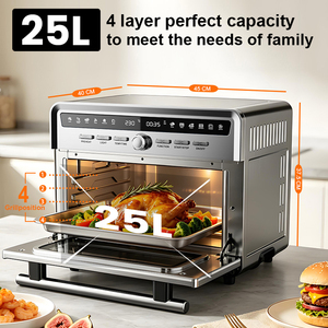 Forno Elettrico da Banco con Friggitrice ad Aria da 25L 1800W, 10 Menu Preimpostati, Doppio Vetro, Acciaio Inossidabile, per Cottura e Tostatura, per Auto e Uso Domestico - Product Image 1