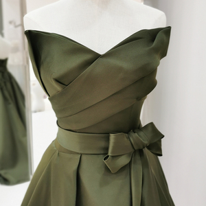 Robe de mariée Jancember LDC6566 en satin vert, style princesse, sans manches, plissée - Product Image 6