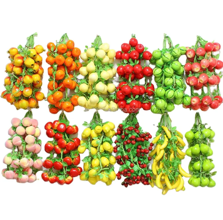 Wholesale Realistic Plastic Grape Wall Imitate Fruit Vegetable Decoration For Wine Shop