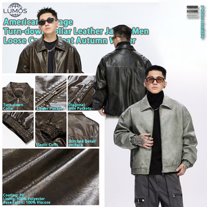 Chaquetas de Cuero Estilo Americano Vintage <span class=keywords><strong>para</strong></span> <span class=keywords><strong>Hombre</strong></span>, Moda de Invierno, Corte Holgado Informal, Tallas Grandes, Prendas de Abrigo de Alta Calidad - Product Image 1