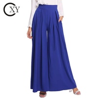Pantalon palazzo large à jambes larges en velours côtelé noir élégant pour femmes grandes tailles avec fermeture éclair au dos