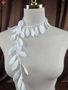 Garniture en dentelle de feuilles exquises, dentelle blanche ivoire, appliques, petites feuilles, dentelle pour bijoux, <span class=keywords><strong>voile</strong></span> de mariée, matériaux de bricolage - Product Image 3