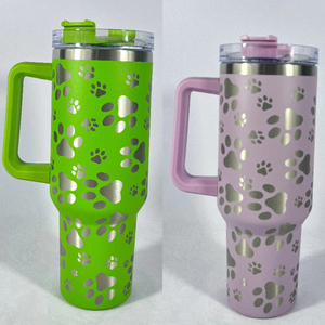 <b>Reusable</b> 40oz Travel Cup Cute <b>Mug</b> Insulated Cold Car Stainless Steel H2.0 Laser Cat Claw Tumbler with Handgrip - Product Image 3