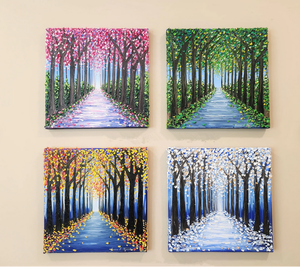Moderne 3D Couteau Lourd Peintures <span class=keywords><strong>Paysage</strong></span> Printemps Eté Automne <span class=keywords><strong>Hiver</strong></span> Quatre Saisons Maison Mur Art Décor <span class=keywords><strong>Peinture</strong></span> À L'huile sur Toile - Product Image 3