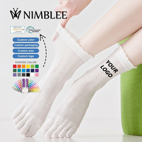 Chaussettes à cinq doigts pour femmes, en maille unie, en coton, respirantes, personnalisables, pour adultes, vente en gros, OEM, motif personnalisé, collection Printemps Rapide
