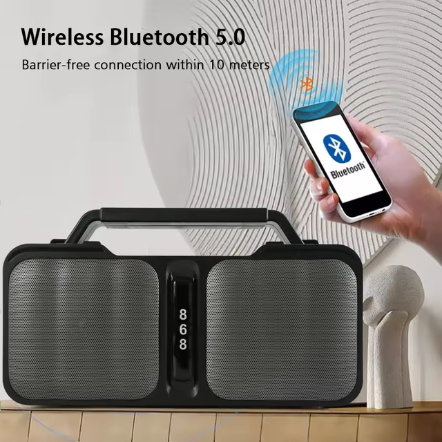 Portable Outdoor Bluetooth Speaker with USB Flash Drive and TF Card Slot Phone Holder Heavy Bass and High Volume Speaker
