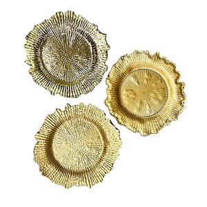 Platos Decorativos Transparentes y Dorados para Fiestas de Boda, Platos de Acrílico de 13 Pulgadas con Diseño de Arrecife - Product Image 5