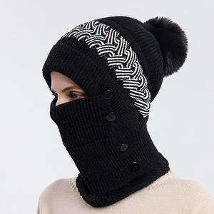 Ensemble <span class=keywords><strong>bonnet</strong></span> et écharpe d'hiver <span class=keywords><strong>pour</strong></span> femme HJH423, une pièce, <span class=keywords><strong>pour</strong></span> le ski, le vélo, tricot chaud, pompon, bonnets, protection des oreilles et du cou - Product Image 6