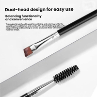 Pinceau à sourcils double embout, pinceau à poudre coudé et brosse à cils pour un style et un soin naturels des sourcils