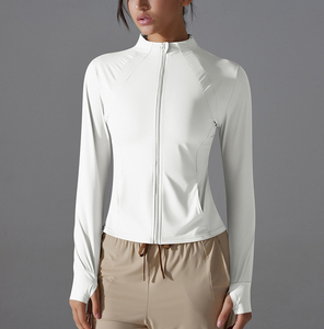 Chaqueta Deportiva Lulu Style 26101 para Mujer, con Cierre Completo, Secado Rápido, Corte Ajustado, Orificios para Pulgares, para Gimnasio, Running, Yoga, Manga Larga - Product Image 4