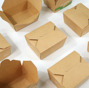 Boîtes à lunch jetables en papier kraft brun Little Boom, contenants alimentaires à emporter pour livraison de repas - Product Image 1