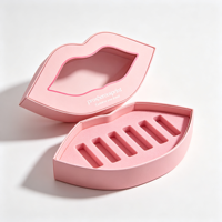 Boîte cadeau biodégradable faite à la main avec insert en papier personnalisé, boîte cadeau pour gloss à lèvres en forme de lèvres roses avec fenêtres