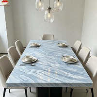 Grande dalle de marbre bleu cristal moderne et imperméable pour appartement, villa, hôtel, salon, salle de bain, lavabo, escalier, salle à manger, cuisine