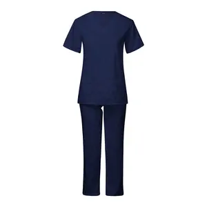 Fashion Design Short Sleeve Polyester Spandex Stretch Scrubs Uniforms Men V neck Medical Hospital Scrubs Set