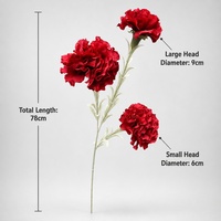 Fleurs en soie de qualité supérieure, design moderne à 3 têtes, pour la fête des mères, décoration de la maison et du salon
