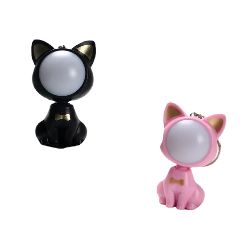 Wholesale pet keychain vocalizing luminous pendant led flashlight night light small animal plastic ornaments