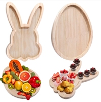 Plateau de service en bois en forme de lapin de Pâques - Planche à charcuterie en forme de lapin et d'œuf pour les fêtes et la décoration de table de vacances