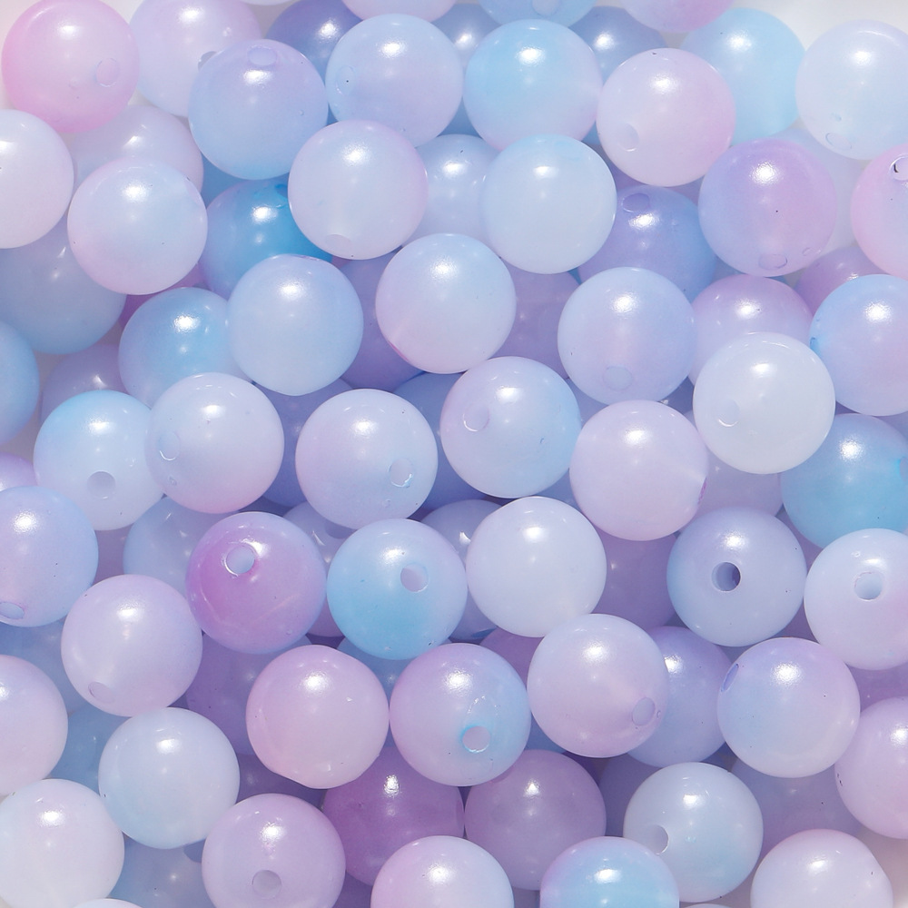 Perles de verre imitation jade bicolores - bleu et violet