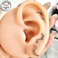 Pendientes de Titanio ASTM-F136 de Grado Implante con Zirconia, Joyería para Piercing Big Dipper, Pendientes de Titanio con Rosca Interna para Cartílago de Oreja y Hélice