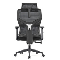Chaise de bureau ergonomique moderne pivotante avec appui-tête réglable, dossier haut en maille, chaise de personnel de luxe en nylon