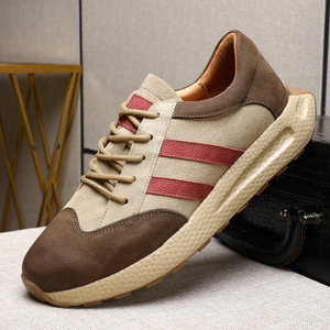 Chaussures pour hommes, chaussures de sport en <span class=keywords><strong>cuir</strong></span> bicolores, nouvelles chaussures en <span class=keywords><strong>cuir</strong></span> souple vintage pour hommes, antidérapantes, en <span class=keywords><strong>cuir</strong></span> véritable, décontractées à lacets - Product Image 3