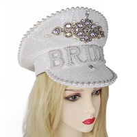 Chapeau chic à sequins avec lettres, perles et dentelle pour enterrement de vie de jeune fille, fête prénuptiale et festival Burning Man