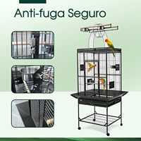 Cage à oiseaux MBOX 155x46x46cm à 3 niveaux avec plateau amovible à roulettes 360° et 4 bols en acier inoxydable pour calopsites et oiseaux moyens/grands