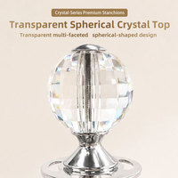 Poteau de délimitation en acier inoxydable de qualité supérieure avec boule de cristal, barrière de luxe dorée pour événements VIP, idéal pour la décoration d'hôtels et de fêtes