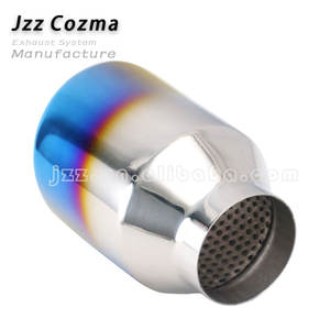 Tubo de escape azul quemado, silenciador de escape decorativo, punta de garganta, entrada de 2,5 ", salida de 4", puntas de escape de coche de acero inoxidable - Product Image 5