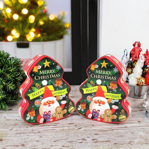 Bán buôn Cây giáng sinh hình dạng rỗng <span class=keywords><strong>Cookie</strong></span> tinplate hộp cấp thực phẩm kim loại tin có thể gói quà tặng cho <span class=keywords><strong>Cookie</strong></span> dập nổi - Product Image 1