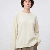 Pull en laine et cachemire sans couture à col rond, brossé, ample, doux et chaud, tricoté pour l'hiver