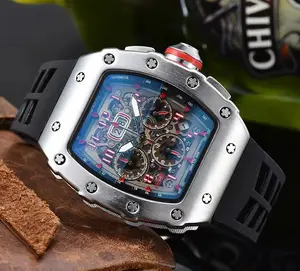 Jam tangan pria Richard mewah merek desainer jam tangan kuarsa pria fitur penuh jam tangan baja tahan karat modis RM