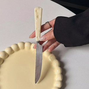Silverware Wholesale Elegant Cheese Ceramic Handle Stainless Steel Luxury Silver Cutlery <b>Set</b> - Product Image 6