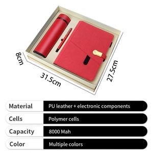 Customized A5 Smart <b>Notebook</b> Printed Logo Black PU Leather Wired Charging <b>Diary</b> <b>Notebook</b> Set with Powerbank - Product Image 4