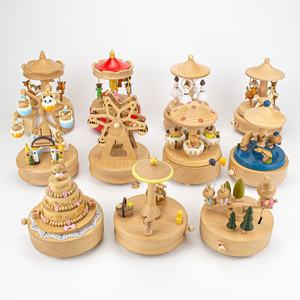 Caja de música de animales carrusel de madera Rueda de <span class=keywords><strong>la</strong></span> fortuna juguetes educativos para niños ODM OEM para exhibición - Product Image 3