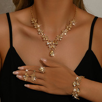 Parure de bijoux pour femmes, style européen et américain, en alliage et strass, très vendue, pour mariées et banquets