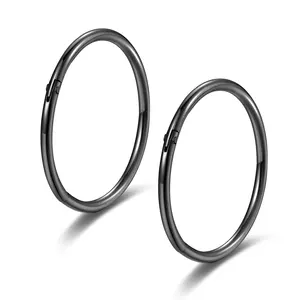 Black Hinged 20グラム18グラム16グラムNose Rings Hoops 6ミリメートル8ミリメートル10ミリメートル12ミリメートル14ミリメートル16ミリメートルSeptum Ring Clicker Cartilage Helix Hoop Earrings