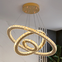 Plafonnier moderne en cristal LED, design en acier inoxydable, télécommande, salon, éclairage à CRI 90 élevé