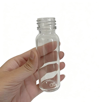 Botella de jugo de vidrio transparente vacía de 50ml con rosca continua Anillo de tapón de rosca de agua Botellas de disparos de molinillo de vidrio redondo largo y delgado