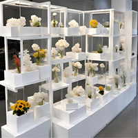 Ensemble de cubes d'affichage en acrylique blanc pour aliments, parfums, vases à fleurs et présentoirs cosmétiques