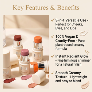 Bâton de contour, illuminateur et blush multifonctionnel HKH de haute qualité, effet minéral scintillant, marque privée, personnalisable, végétalien, crémeux, teinte claire - Product Image 3