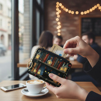 Tempat Kartu Ramping PU Fashion Minimalis Jepang Dompet Tipis Multi-Slot Tahan Air Wanita Kapasitas Besar Kancing Kawaii untuk Perjalanan